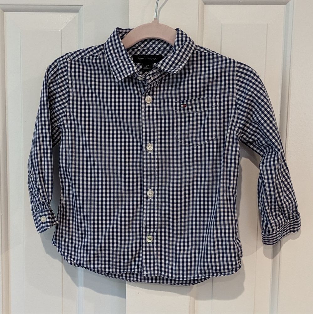 Tommy Hilfiger button down blue white 2t